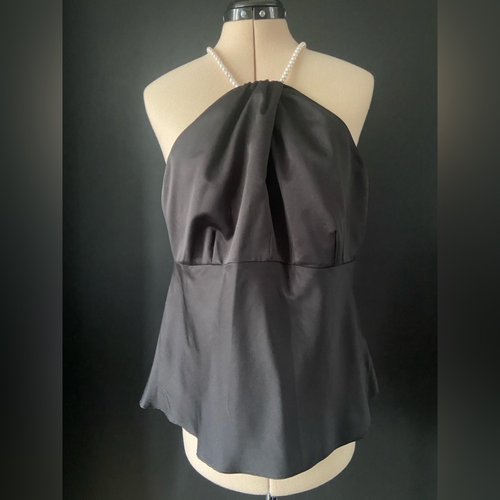 Nygard Elegant Black Halter Top with pearls size 14